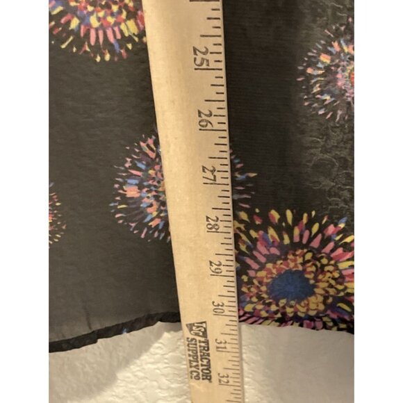 Mudd OS Sheer Black Colorful Circles Kimono Cardigan Satin Trim Beach Preppy NEW - Picture 4 of 6